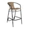 Flash Furniture Lila Commercial Grade Indoor-Outdoor PE Rattan Restaurant Barstool with Black Aluminum Frame and Footrest in Medium Brown SDA-AD632032R-DK-BN-GG - alternate 4